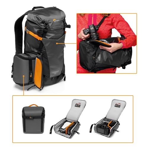 Lowepro PhotoSport BP 15L AW III, Hiking Backpack with Side Access, Removable Camera Insert and Accessory Strap System, Grey, for Mirrorless Camera