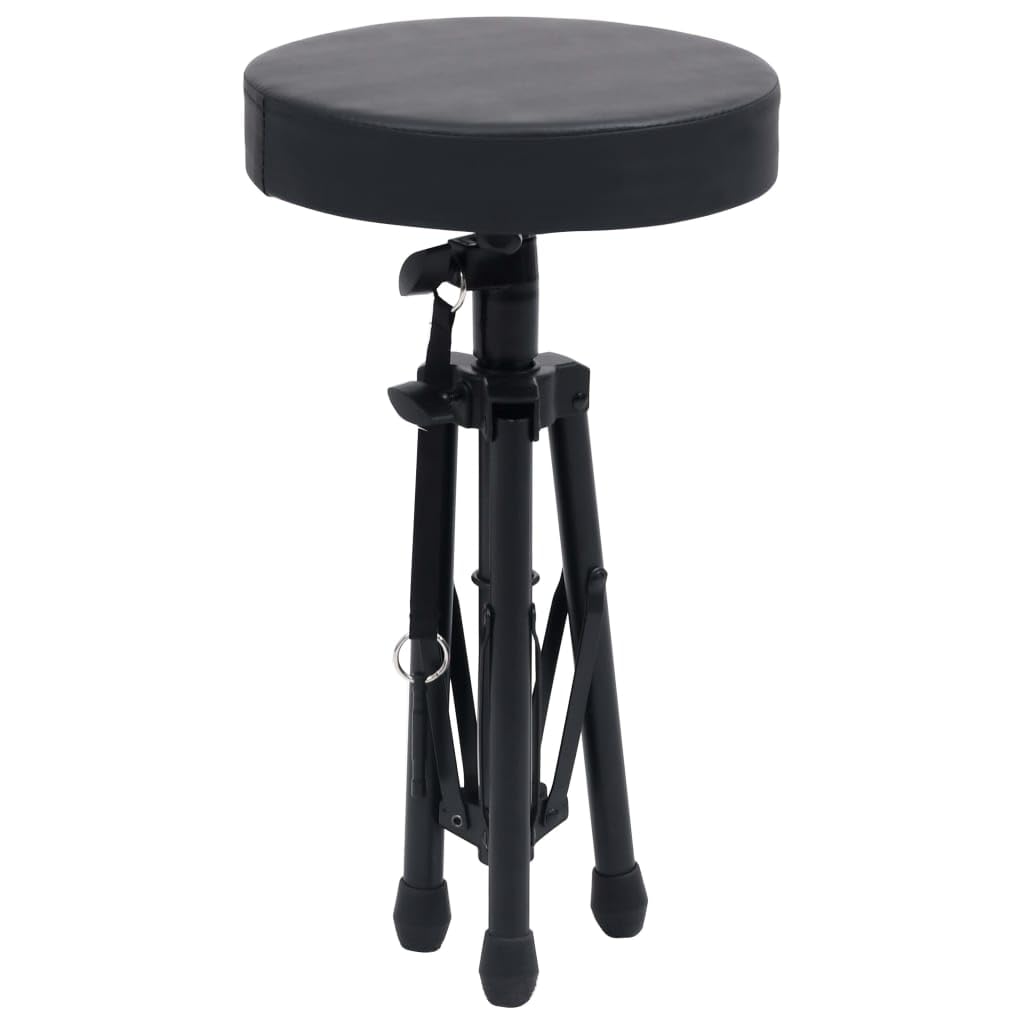 vidaXL Sgabello per Batteria Regolabile Sedia Panca Seduta Seggiola Accessori Percussioni Musica Batterista Seggiolino Adattabile Rotondo Nero
