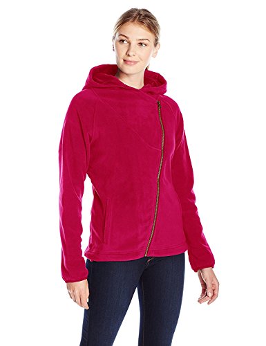 Columbia Women's River's Bend Asym Fleece Hoodie, Red Orchid, Small