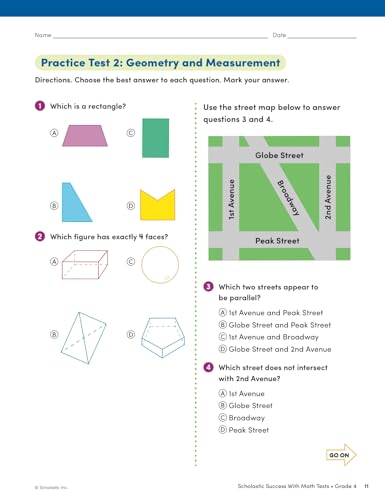 Scholastic Success with Math Tests Grade 4 Workbook