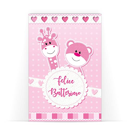 Biglietto BATTESIMO BIMBA BAMBINA auguri | busta regalo abbinata |...