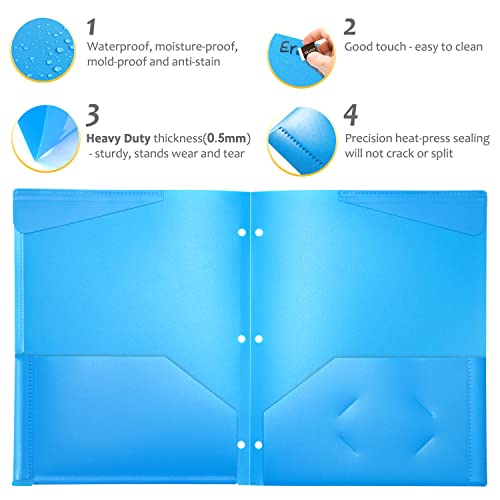MAKHISTORY Pastas de plástico resistente com bolso frontal transparente - 6 peças, pastas de 3 bolso