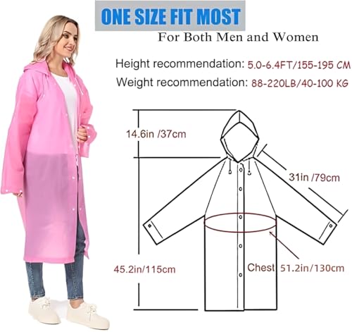 SHOCHX 2 Stück Regenjacken Wiederverwendbar Regenponcho, Unisex Eva Regenmantel Poncho Regenbekleidung Regenschutz Regen Zubehör für Wandern Camping Radfahren Reisen
