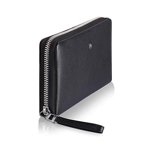 Image of HISCOW Supple Clutch - Full Grain Leather (Zippered Black)