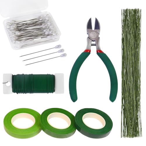 Kit fil de fleuriste et ruban adhésif floral vert pour couronne