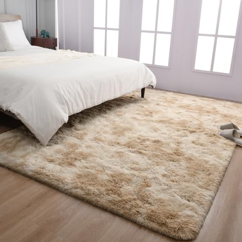 TWINNIS-5x8-Large-Shag-Area-Rugs-for-Living-Room-Bedroom-Tie-Dye-Beige-Indoor-Super-Soft-Fuzzy-Plush-Rugs-Upgrade-Anti-Skid-Modern-Furry-Rugs-Fluffy-Carpets-for-Kids-Room-Nursery-Home-Decor