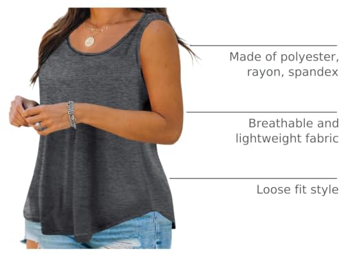 Image of Plus Size Tank Tops for Women Summer Sleeveless Tops Loose Fit Tunic Tanks