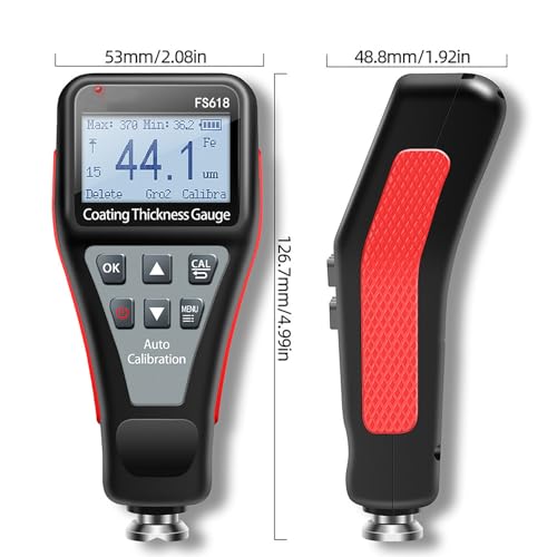 Calibro di spessore della pellicola di vernice con display LCD ad alta definizione, rotazione automatica dello schermo, memorizza 100 valori di dati per la verifica dello spessore della vernice