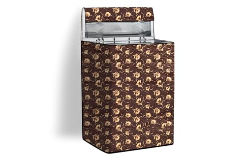 Image of Stylista PVC Washing Machine Cover Compatible for Godrej 6.5 Kg Fully-Automatic Top Loading WTEON ADR 65 5.0 FDTNS GPGR, Floral Pattern Coffee Brown