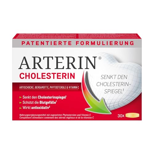 ARTERIN Cholesterin – Nahrungsergänzungsmittel mit Phytosterolen und Vitamin C – senkt den Cholesterinspiegel(1) – antioxidative Wirkung(2) – Pflanzlich – 1 x 30 Tabletten