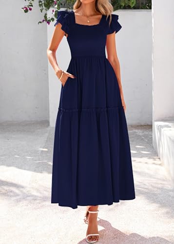 Image of KIRUNDO Smocked Summer Midi Dresses for Women 2026