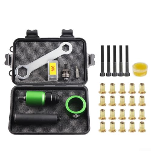 Kit de adaptador de taladro de tuerca de remache, con adaptador de herramienta eléctrica y mandriles para aplicaciones de montaje y reparación en espacios de trabajo reducidos(6)