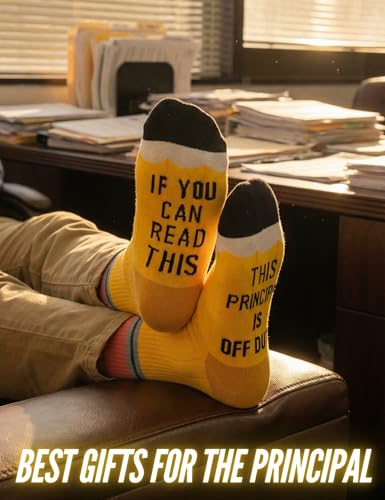 InnoBeta Principal Appreciation Gifts for Women for Principal's Day, Retirement, Christmas, One Size Crew Socks - If You Can Read This, This Principal is Off Duty