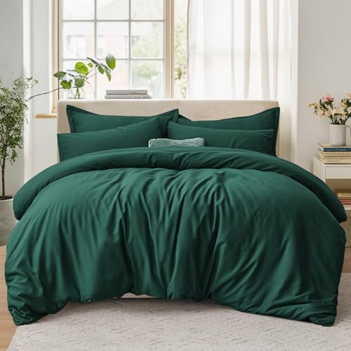 Tifschlaf Double Duvet Set - Bedding Double Bed Set with 2 Pillowcases - Ultrasoft Brushed Microfiber Duvet Cover with Zip Fastening, Emerald (200x200)