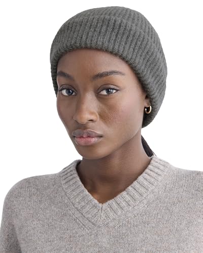 Everlane - The Cashmere Ribbed Beanie - Heather Charcoal One Size