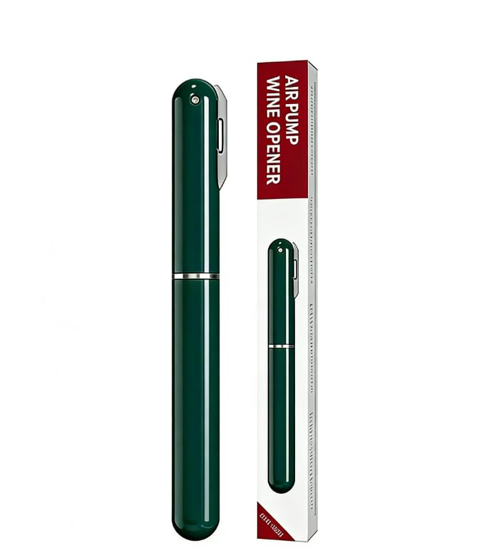 Image of IPEROT Portable Wine Bottle Opener, Air Pressure Wine Corkscrew with Foil Cutter, Lightweight Manual Cork Remover for Picnic, Travel, Camping and Home Bar, Green