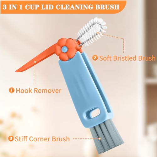 Image of Vanjua 3 in 1 Cup Lid Gap Cleaning Brush Set, Multifunctional Bottle Cleaning Brush, Cup Lid Gap Cleaner, Home Kitchen Crevice Brush Tools (3 Pack)