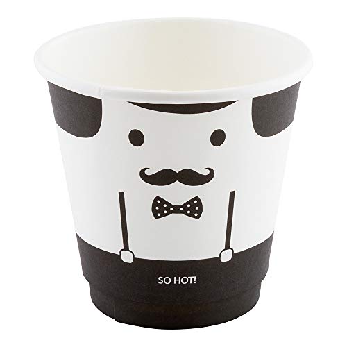 Image of Restaurantware 8 Ounce Paper Coffee Cups, Pack of 25 Monsieur Design Disposablea€ inchLeakproof, Recyclable, Black and White Insulated Hot Beverage Holders, Matching Lids Available and Sold Separately