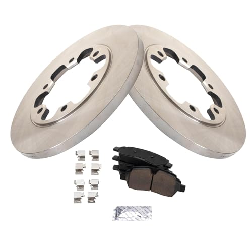 Image of TRQ Rear Brake Pad and Rotor Set Ceramic Compatible with 2015-2019 Ford Transit-350 HD