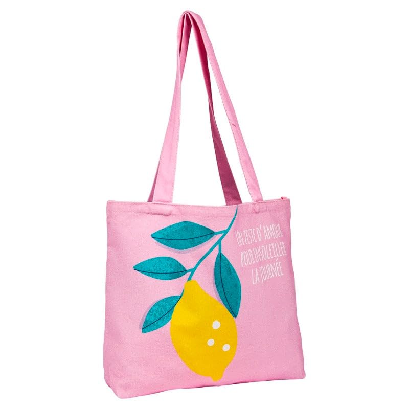Draeger Paris Tote Bag 'Bonheur' Regenbogen - Leichte Baumwolltragetasche Für Einkauf, Strand & Alltag
