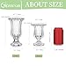 Glasseam Pedestal Glass Vase for Flowers, 7.5in Tall Compote Vase Set of 3, Crystal Clear Vases for Centerpieces, Ribbed Decorative Vases for Home Decor, Cute Footed Urn for Living Room Decorations