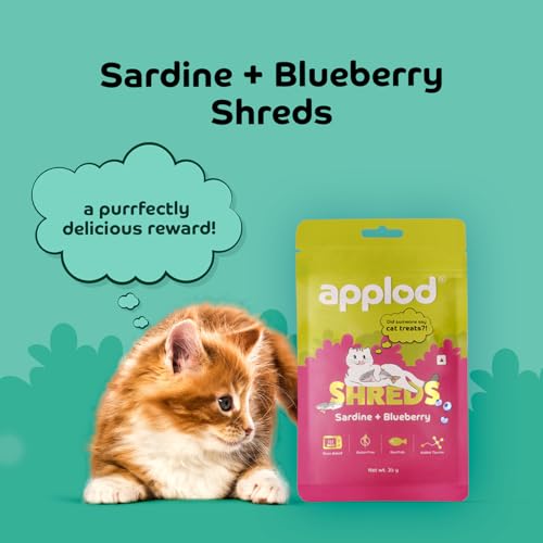 Image of Sardine with Blueberry Soft Cat Treats for Kittens & Adult Cats | Made with Real Sardine | Grain-Free Protein-Rich Snacks with Taurine & No Fillers | Pack of 2 | 35g x 2