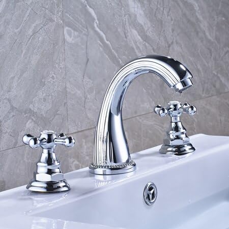 Mitigeur de salle de bain en laiton massif chrome à double commande