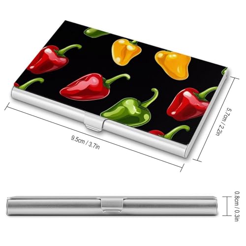 Colorful Chili Pepper Business Card Case Pocket Card Holder Slim Card Wallet for Men Women2
