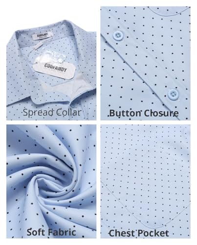 Image of COOFANDY Mens Short Sleeve Casual Button Down Shirts Summer Untucked Dress Shirts with Pocket