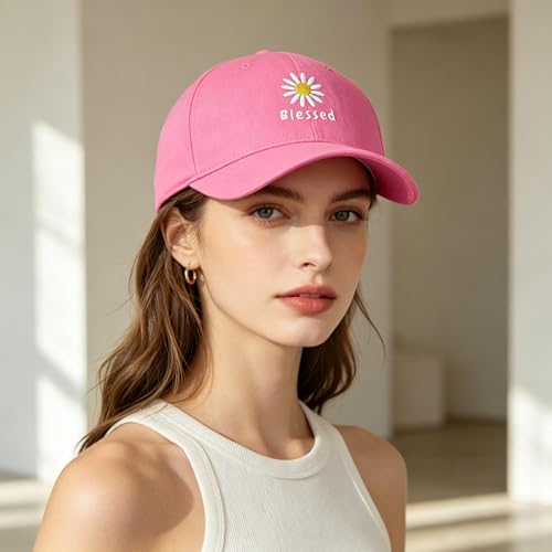 Gorra de Béisbol Bordada Rosa con Margarita miniatura 5