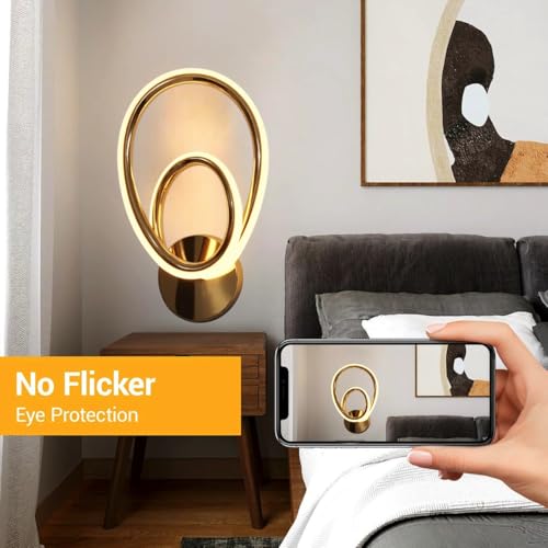 Image of Groeien Pack of 2 |12W | 3 Color LED Nordic Sconce Dual Loop Indoor Home Acrylic Wall Lamp for Bedroom Living Room Corridor Lighting Fixtures Wall Mount(Warm+Natural+Coolwhite)(Dual Loop, 2, Count)