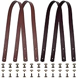 SUPERFINDINGS かばん 持ち手 60cm 4本 人工 レザーバッグストラップ 幅1.85cm ミシンバッグハンドル ハンドバッグ 財布 交換用 2色 カバン用 ネジ 落下防止 ハンドメイド 修理 リペア ビジネスバッグ