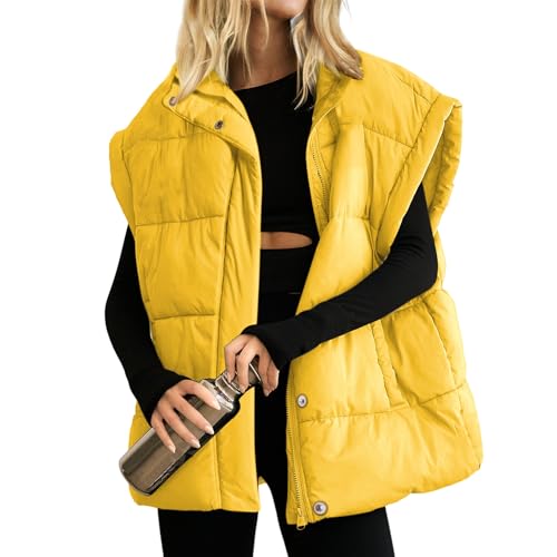Ainangua Women's Puffer Vest Stand Collar Zipper Sleeveless Jackets Winter Lightweight Vests Warm Padded Jacket Coat