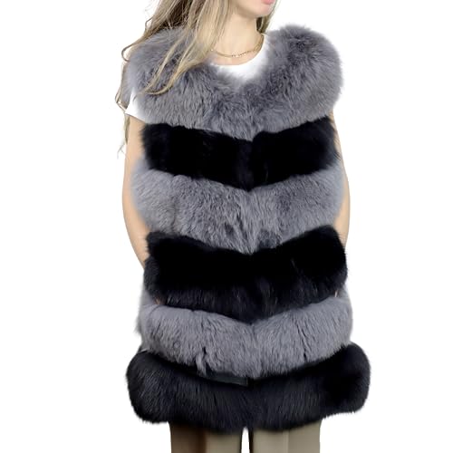 Women's Two Toned Fox Fur Vest 7