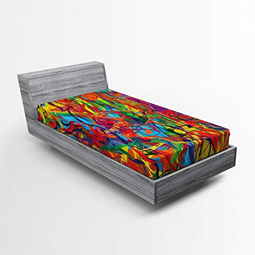 ABAKUHAUS Modern Spannbetttuch, Regenbogen-Muster Circled, Soft Dekorativer Stoff Bettwäsche Rund-um Elastischer Gummizug, 90 x 200 cm, Mehrfarbig Rot ABAKUHAUS Modern Spannbetttuch, Regenbogen-Muster Circled, Soft Dekorativer Stoff Bettwäsche Rund-um Elastischer Gummizug, 90 x 200 cm, Mehrfarbig Rot