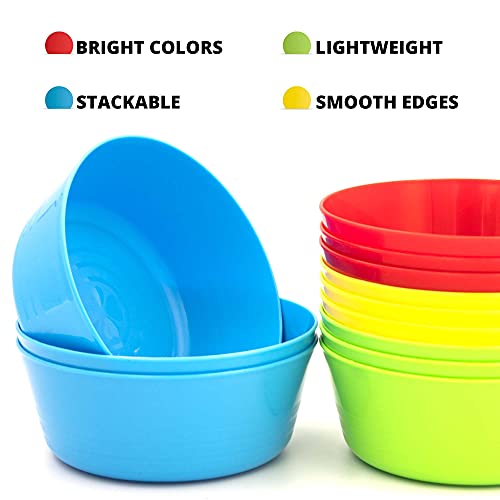 Kryllic Kids Bowls Plastic Bowls Set Of 12 Plastic Cereal Bowls 10Oz In 4 Colors Toddler Kid Bowl Microwave Safe Bowls Dishwasher Safe Small Bowls Colored Snack Bowls For Kids #TOP3