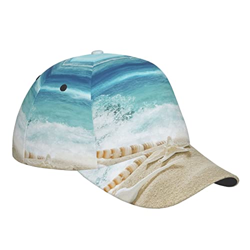 Sea Sand Starfish Baseball Cap Men Women Funny Cute Summer Sun Hat Beach Hat Adjustable Trucker Hat Hip Hop Hat Outdoor,Black #TOP2