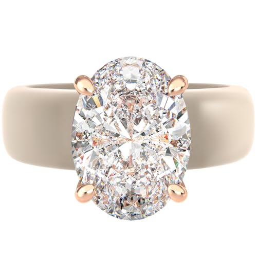 Rinfit Silicone Ring with Stone Oval Cut CZ - Nude/RG Size 5