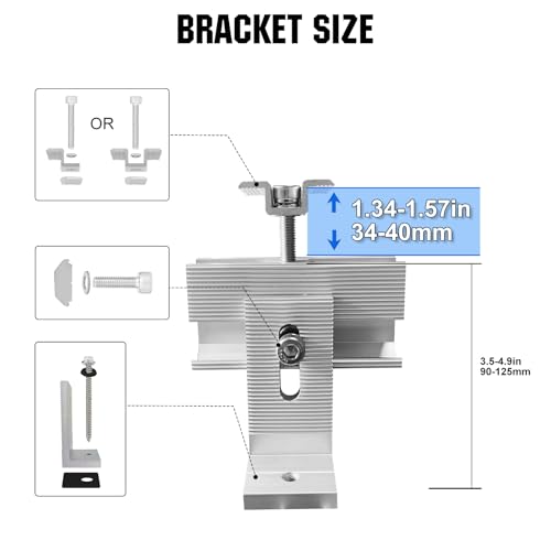 ECO-WORTHY Roof Solar Panel Mounting Bracket System Kit (Support 1-4 Pieces Solar Panels) for Wooden, Metal, Tile, Cement, and Most Kinds of roof