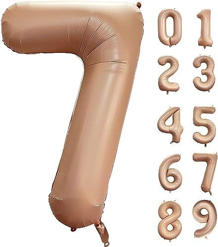 Image of Atpata Funky #7 Elegant Caramel Colour JUMBO 40 INCH Number Balloons Set | 0 to 9 Digit Shapes | Decorative Balloons for Milestones & Celebrations