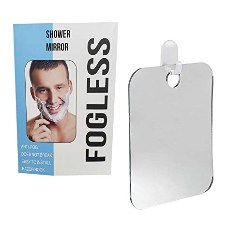 LIGHTSMAX Anti-Fog Shower Mirror | Fogless Bathroom Shaving Mirror | 33% Larger Than Original | Long-Lasting Removable Adhesive Hook