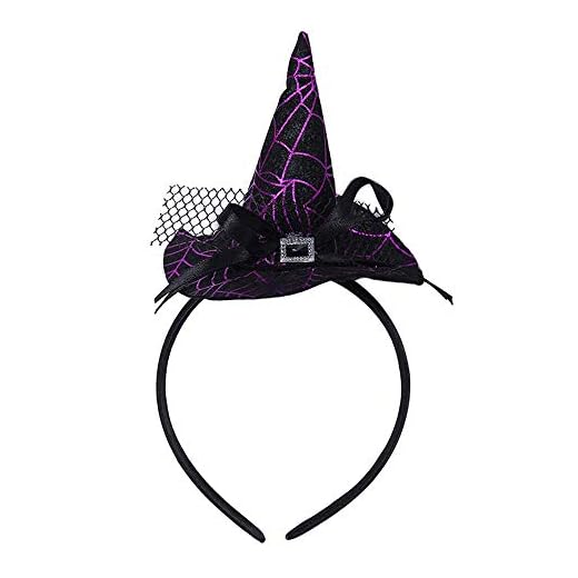Headband Hat Hoop Band Headwear Witch Wizard Spiderweb for Halloween Christmas Party Cosplay Costume Baby Girls Boys (B purple cobwebs)