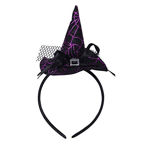 Elaine Room Headband Hat Hoop Band Headwear Witch Wizard Spiderweb for Halloween Christmas Party Cosplay Costume Baby Girls Boys (B purple cobwebs)