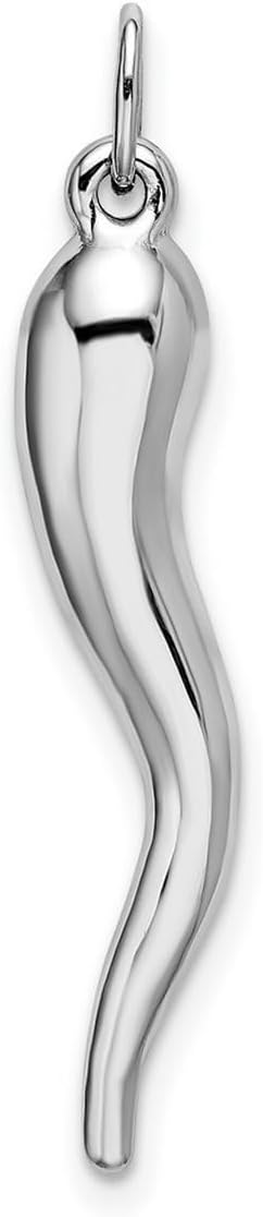 JewelryWeb 14k Solid Gold Polished Italian Horn Cornicello Good Luck Charm Pendant -5mm x 29mm, Italian Horn Necklace for Women, Cornicello Necklace, Good Luck Amulet