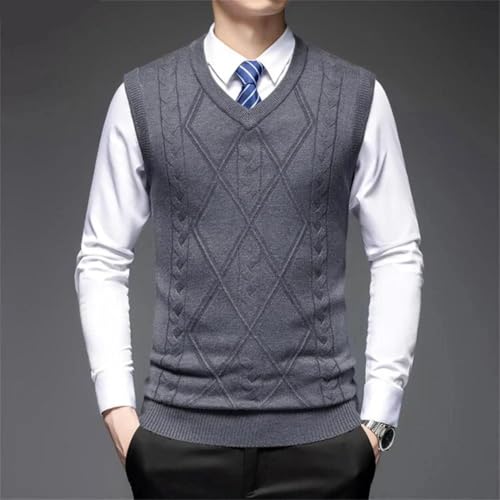 Men’S Business Casual V-Neck Sweater Vest Trend Warm Wool Blend Knitted Sleeveless Slim Pullover Tank Top2