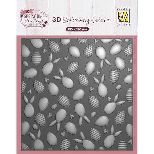 Nellie's Choice Classeur de Gaufrage 3D Lapins et Œufs de Pâques Fond 15 x 15 cm - Arrière-Plan pour Scrapbooking, Cartes, DIY et Bricolage - Matériel pour...