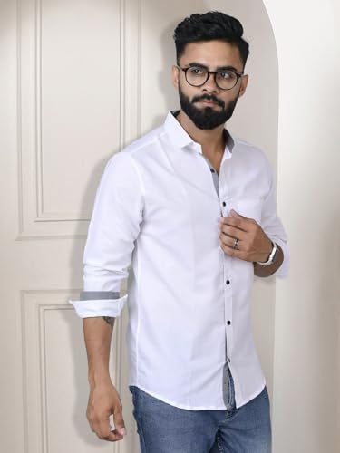 Image of Pinkmint Shirt for Men Cotton Spread Collar Button Down Long Sleeve Shirt Home, Regular, Home (Pack of 1) Purple