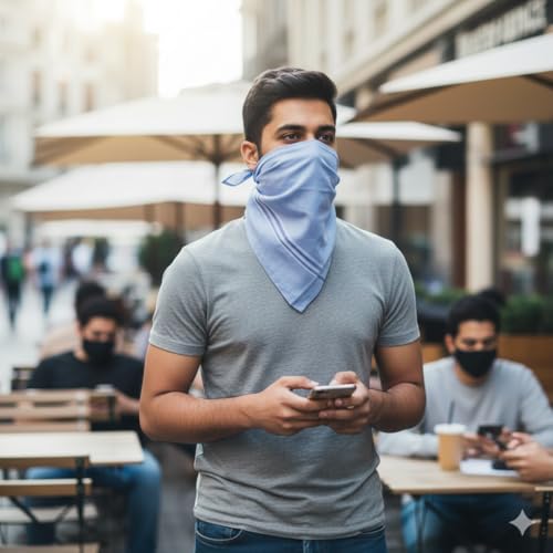 Image of Royal Mart Cotton Handkerchief for Men's - 15 In Full Face Cover | Soft, Skin-Friendly, Lightweight & Absorbent | Reusable Pocket Hanky for Daily Use (Multicolor) (Pack of 6)
