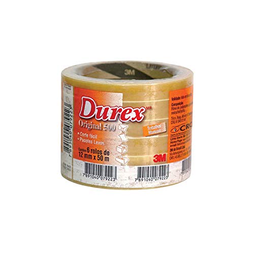 Kit C/ 6 Fita Adesiva Durex Transparente 12mm x50m 3M