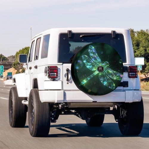 Image of Delerain Spare Tire Cover with Backup Camera Hole Dragonfly Wheel Covers Waterproof Dust-Proof UV Sun Universal Fit for Jeep Trailer RV SUV Truck (17 Inch for Diameter 31 inch-33 inch)